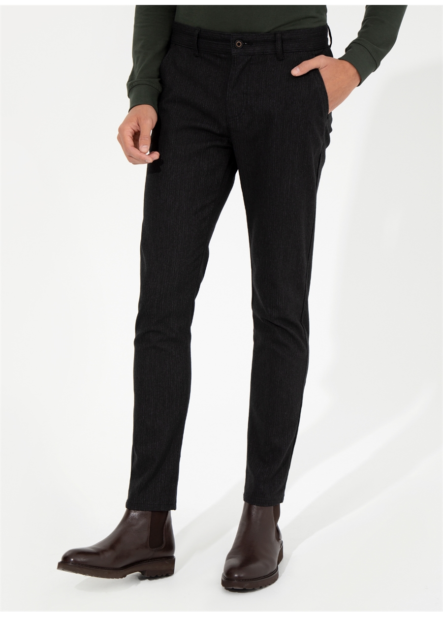 Pierre Cardin Normal Bel Normal Paça Slim Fit Siyah Erkek Pantolon DOBY_1