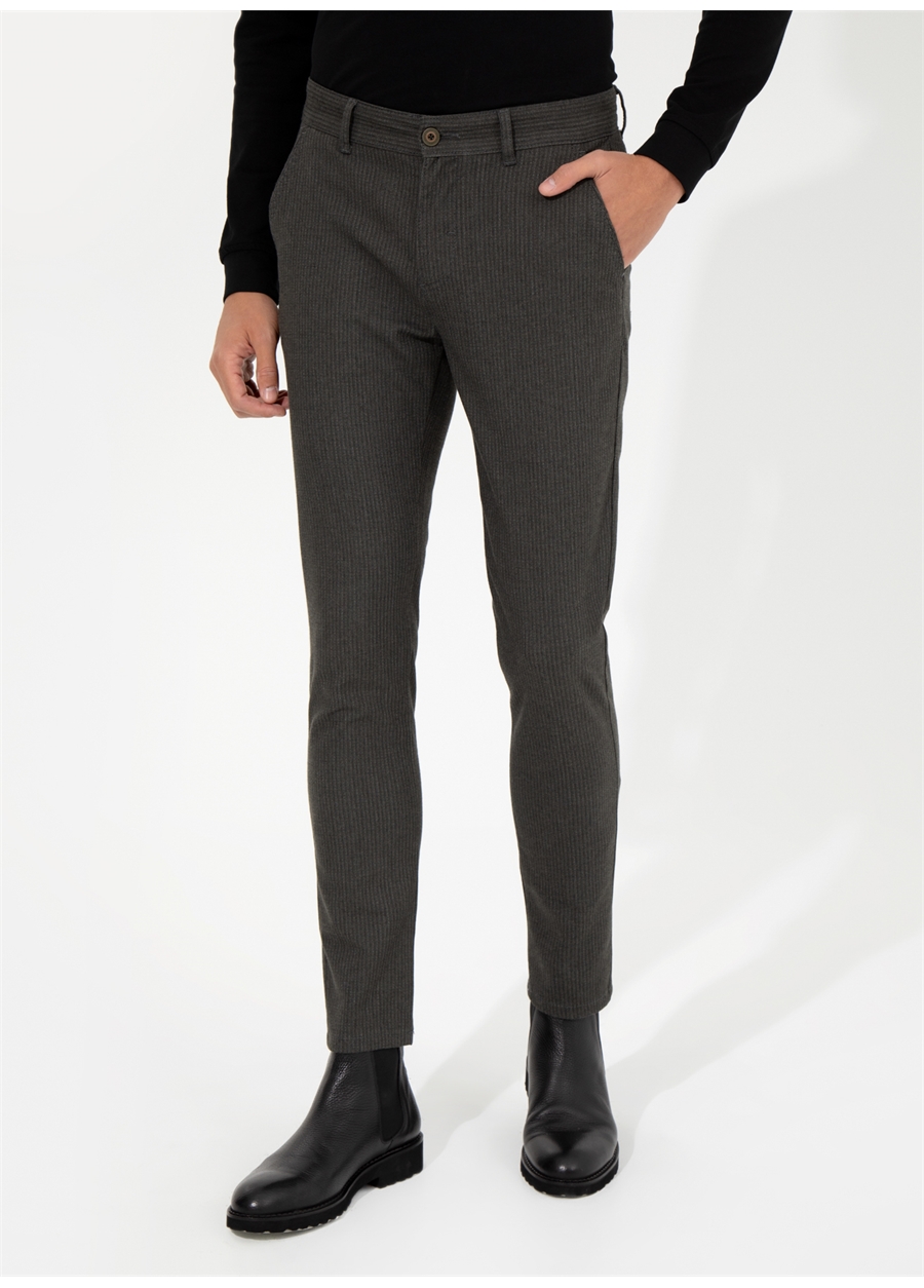 Pierre Cardin Normal Bel Normal Paça Slim Fit Yeşil Erkek Pantolon DOBY_1