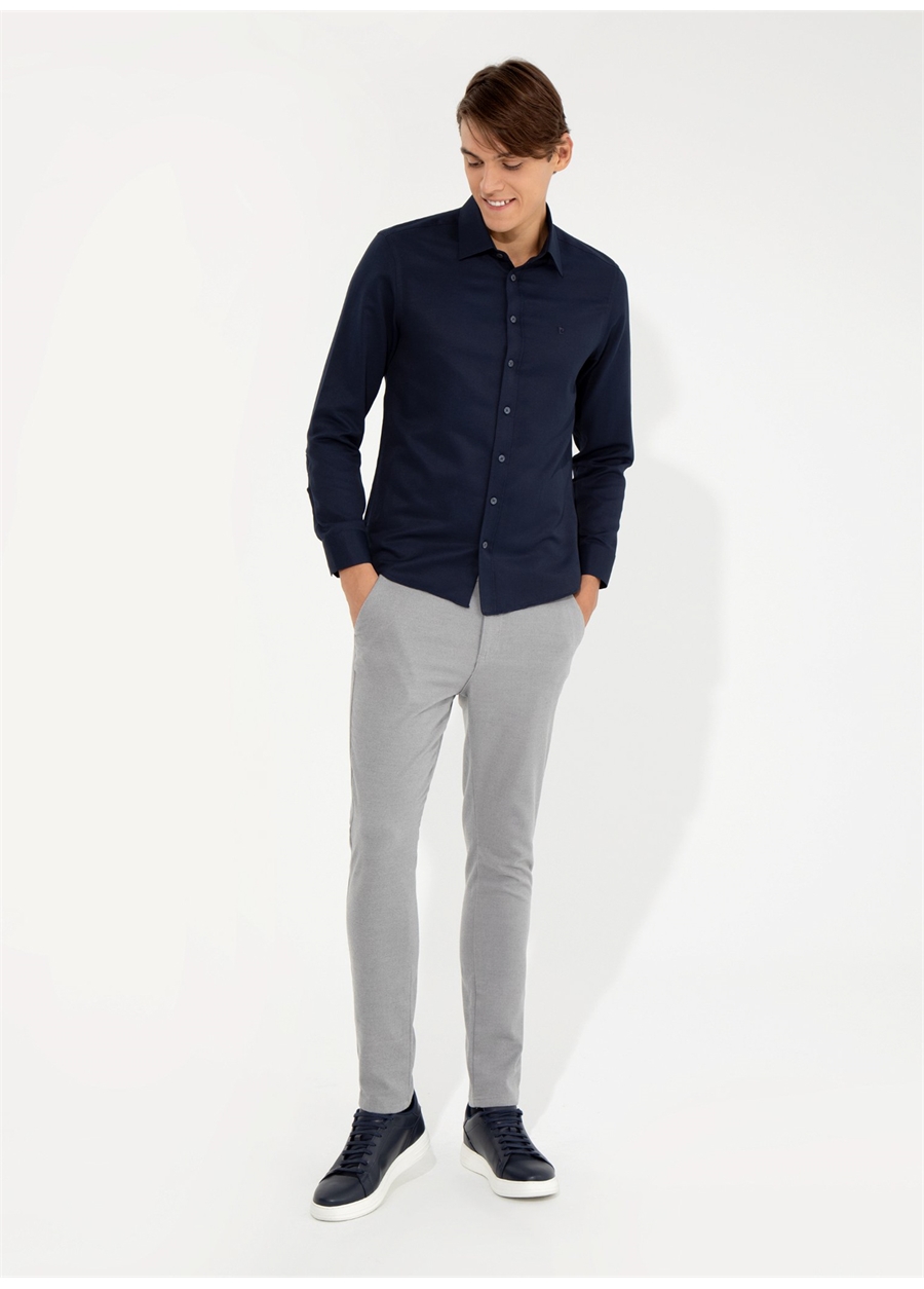 Pierre Cardin Normal Bel Normal Paça Slim Fit Gri Erkek Pantolon MODY_6