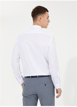 Pierre Cardin Slim Fit Klasik Yaka Düz Beyaz Erkek Gömlek MEDELLIN-2_4