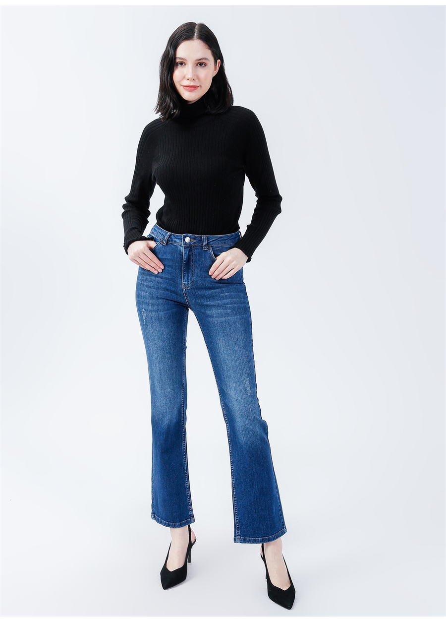 Pierre Cardin Yüksek Bel Normal Paça Normal Mavi Kadın Denim Pantolon MERYA