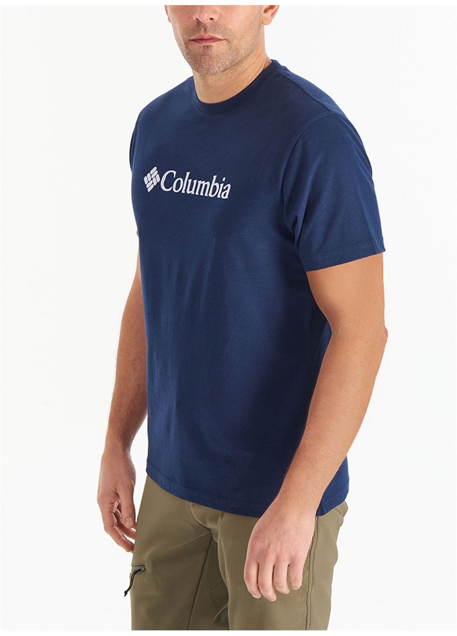 Columbia O Yaka Baskılı Koyu Lacivert Erkek T-Shirt CS0287 CSC M BASIC BIG LOGO BRUSHED_2