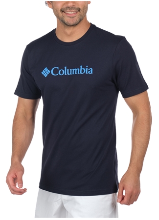 Columbia O Yaka Baskılı Koyu Lacivert Erkek T-Shirt CS0287 CSC M BASIC BIG LOGO BRUSHED_5