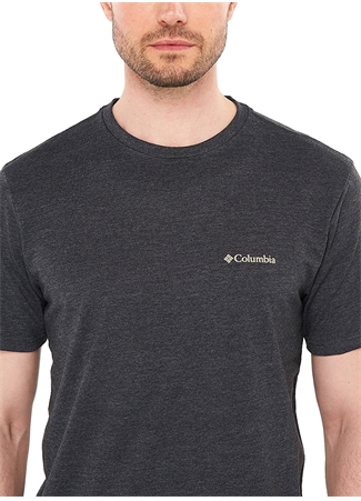 Columbia O Yaka Düz Antrasit Melanj Erkek T-Shirt CS0282 CSC M BASIC SM LOGO BRUSHED_4