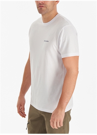 Columbia O Yaka Düz Beyaz Erkek T-Shirt CS0282 CSC M BASIC SM LOGO BRUSHED_2