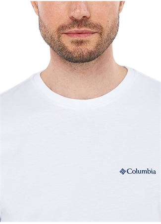 Columbia O Yaka Düz Beyaz Erkek T-Shirt CS0282 CSC M BASIC SM LOGO BRUSHED_4