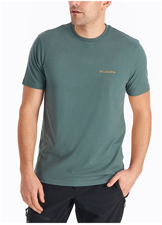 Columbia O Yaka Düz Yeşil Erkek T-Shirt CS0282 CSC M BASIC SM LOGO BRUSHED