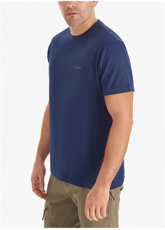 Columbia O Yaka Düz Koyu Lacivert Erkek T-Shirt CS0282 CSC M BASIC SM LOGO BRUSHED_2