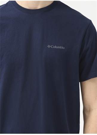 Columbia O Yaka Düz Koyu Lacivert Erkek T-Shirt CS0282 CSC M BASIC SM LOGO BRUSHED_4