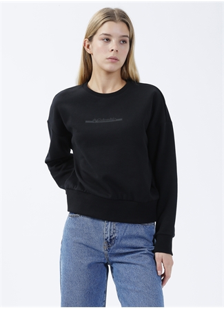 Columbia Siyah Kadın O Yaka Baskılı Sweatshirt CS0212 CSC W BAR SPLIT CROP SWEATSH