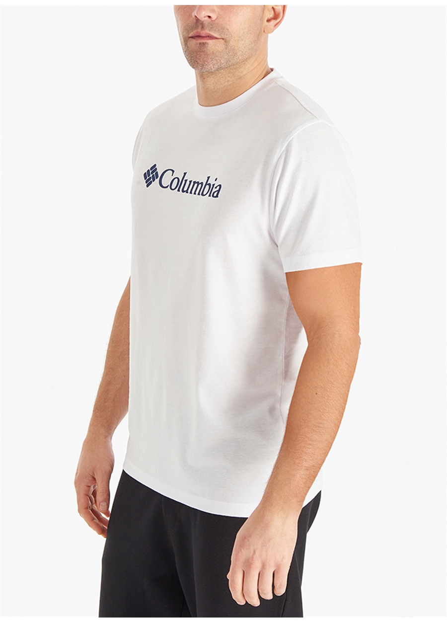 Columbia O Yaka Baskılı Beyaz Erkek T-Shirt CS0287 CSC M BASIC BIG LOGO BRUSHED_2