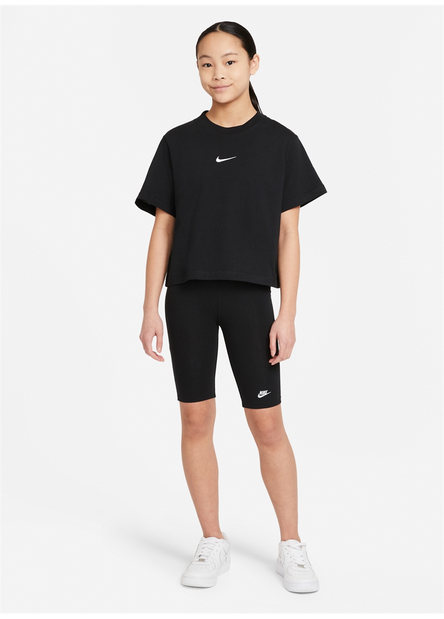 Nike Düz Siyah Kız Çocuk T-Shirt DH5750-010 G NSW TEE ESSNTL SS BOXY