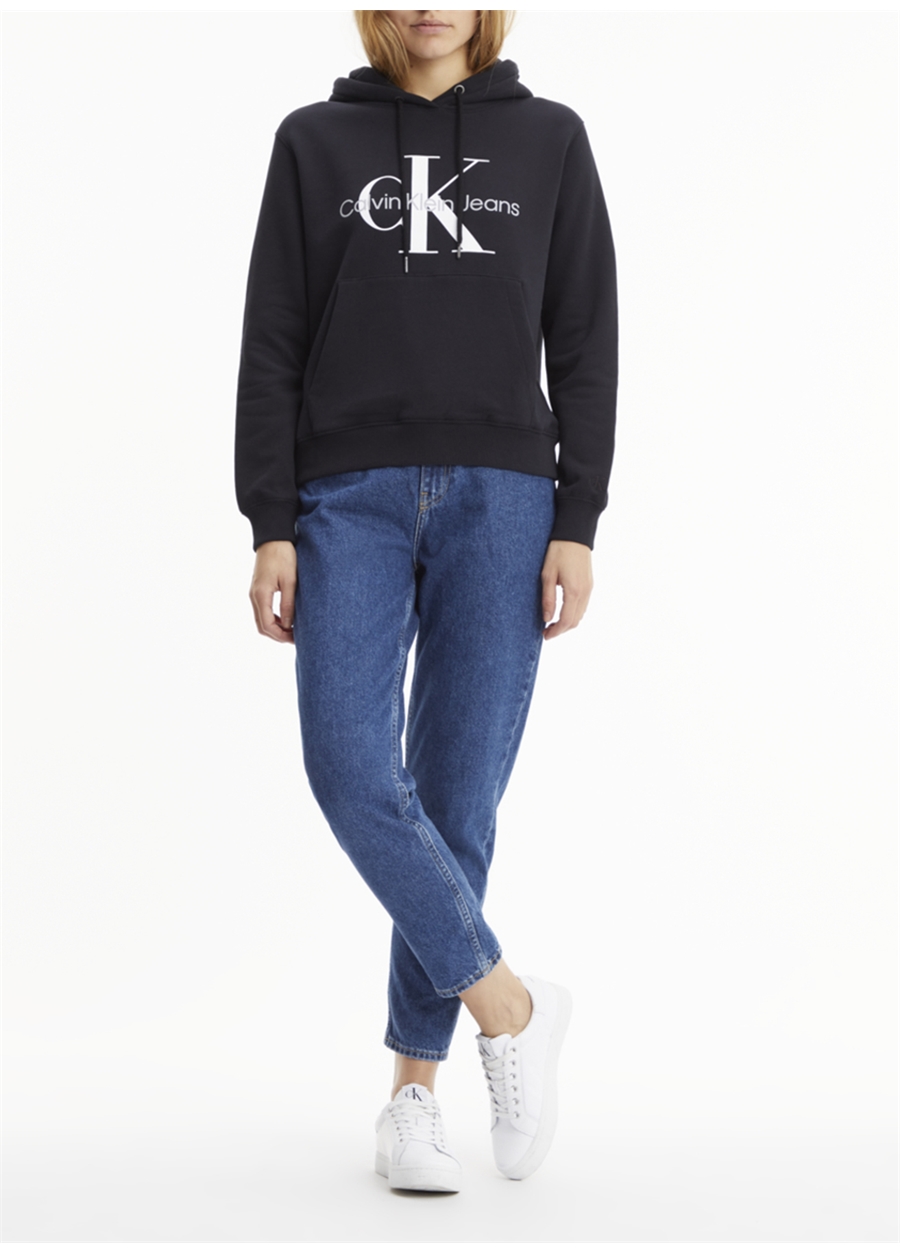 Calvin Klein Jeans Kapüşonlu Rahat Siyah Kadın Sweatshirt J20J219141BEH