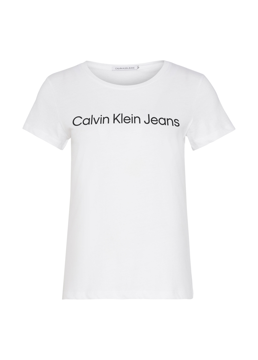 Calvin Klein Jeans Bisiklet Yaka Normal Kalıp Beyaz Kadın T-Shirt J20J220253YAF