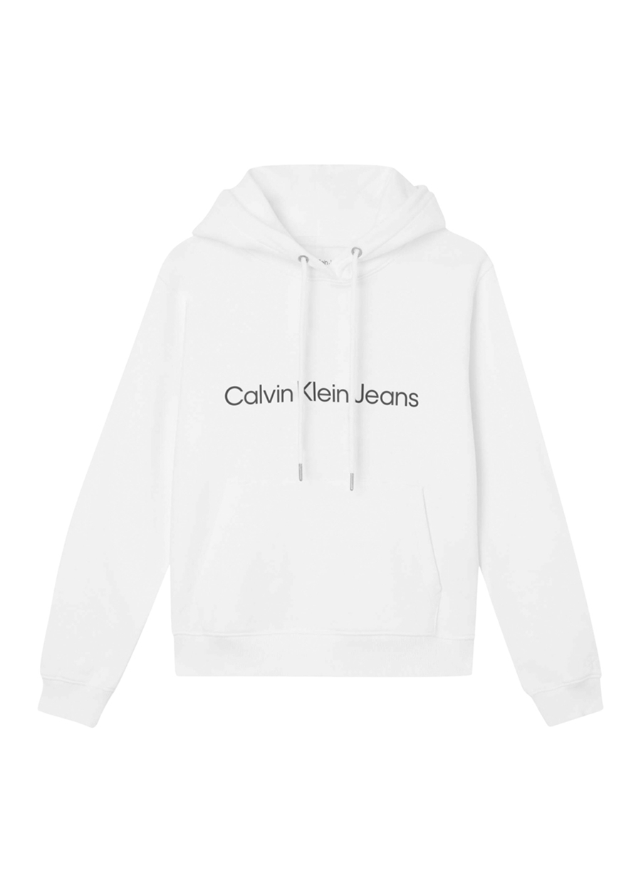 Calvin Klein Jeans Kapüşonlu Rahat Beyaz Kadın Sweatshirt J20J220254YAF_1