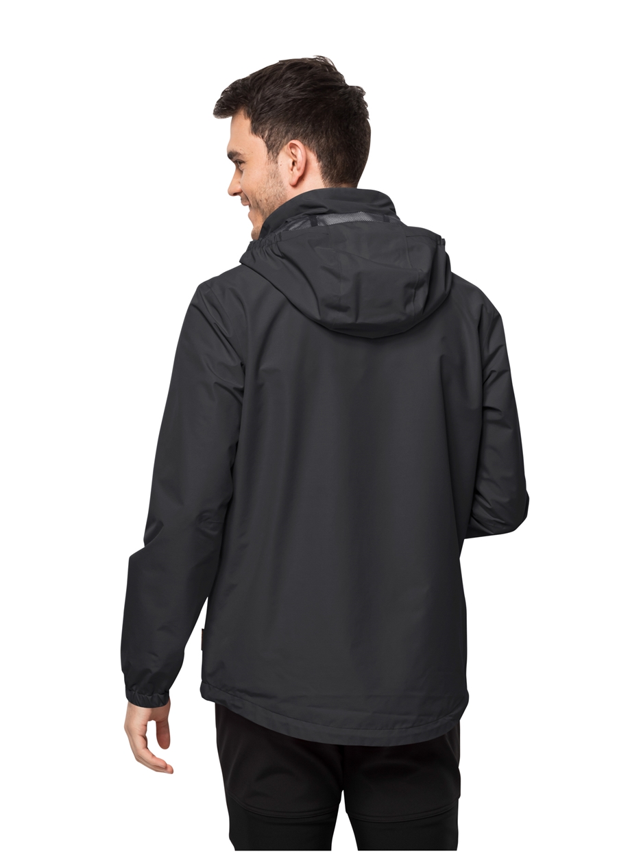 Jack Wolfskin Siyah Erkek Kapüşon Yaka Zip Ceket 1111142-6000 STORMY POINT 2L JKT M_1