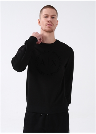 Armani Exchange Bisiklet Yaka Siyah Erkek Sweatshırt 8NZM87 1200-BLACK_2