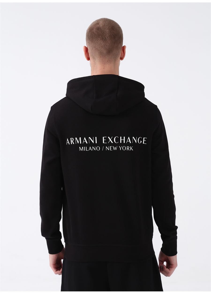 Armani Exchange Kapüşon Yaka Siyah Erkek Sweatshırt 8NZM94 1200-BLACK_3