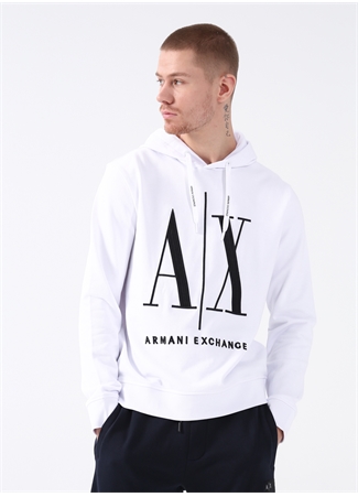 Armani Exchange Kapüşon Yaka Beyaz Erkek Sweatshırt 8NZMPC 1100-WHITE_2