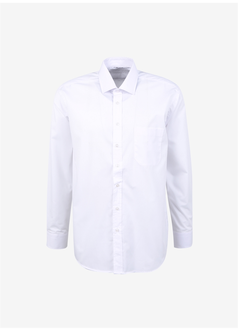 Süvari Regular Fit Klasik Yaka Düz Beyaz Erkek Gömlek GM1001400234