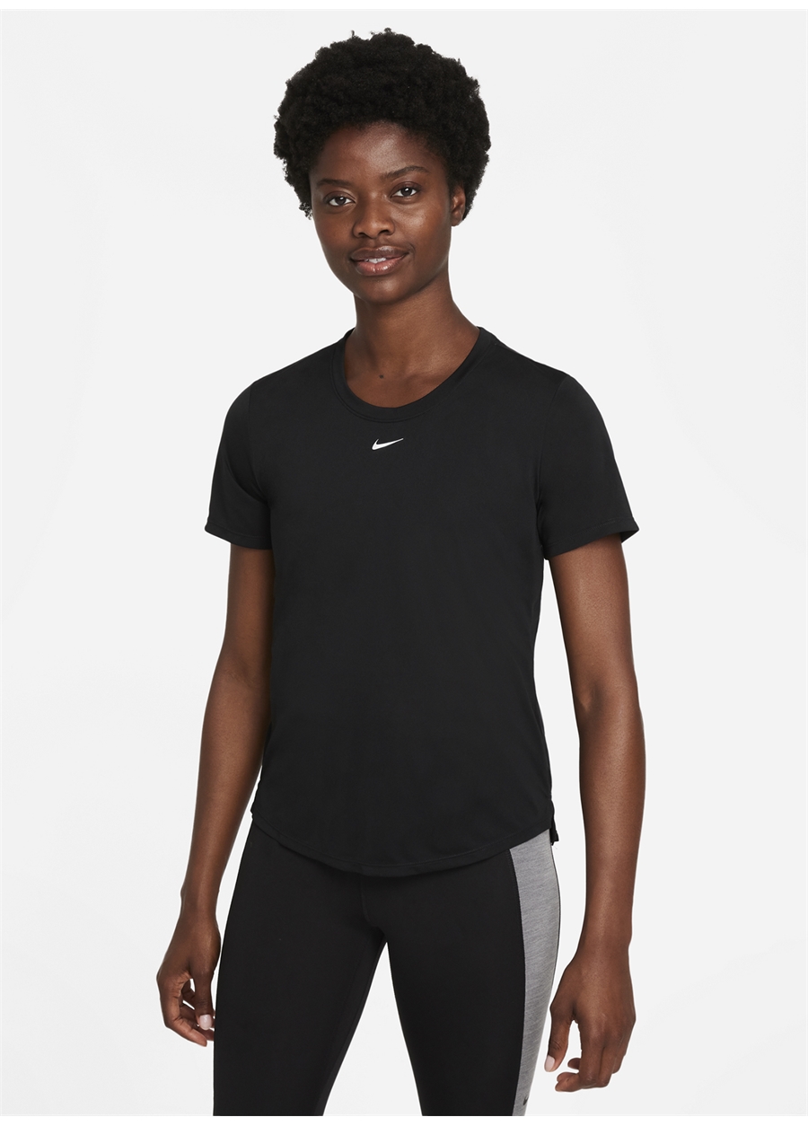 Nike Bisiklet Yaka Düz Siyah - Gri - Gümüş Kadın T-Shirt DD0638-010 W NK ONE DF SS STD TOP_1