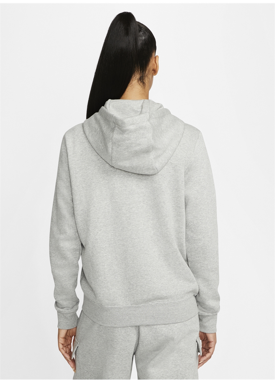 Nike Siyah - Gri - Gümüş Kadın Kapüşonlu Zip Ceket DQ5471-063 W CLUB FLC FZ HOODIE STD_2