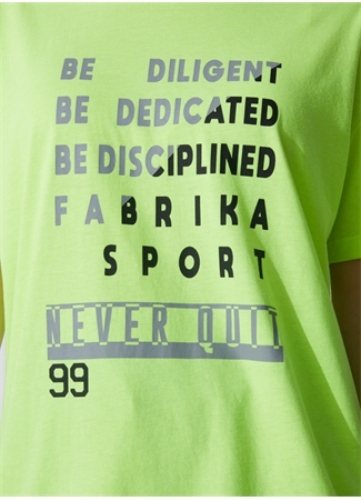 Fabrika Sports Bisiklet Yaka Baskılı Neon Yeşil Kadın T-Shirt S-GINA_4