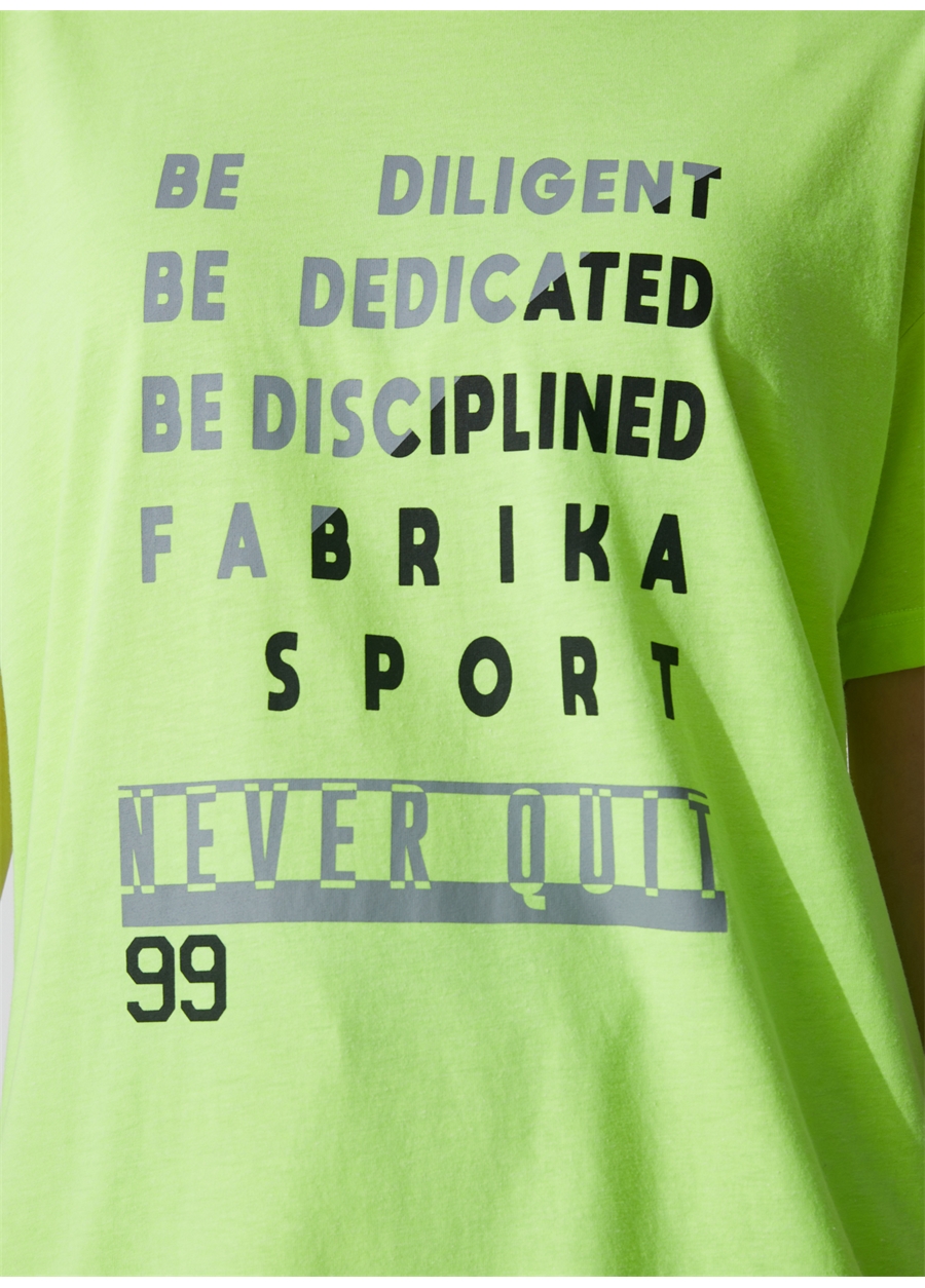 Fabrika Sports Bisiklet Yaka Baskılı Neon Yeşil Kadın T-Shirt S-GINA_4