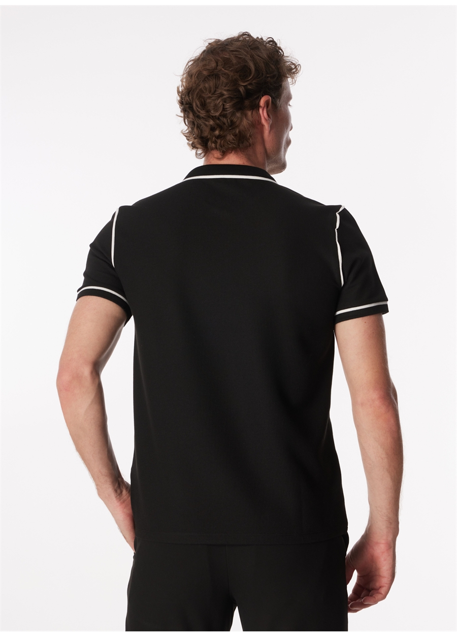 Fabrika Siyah Erkek Basic Jakarlı Polo T-Shirt VIDAR_4