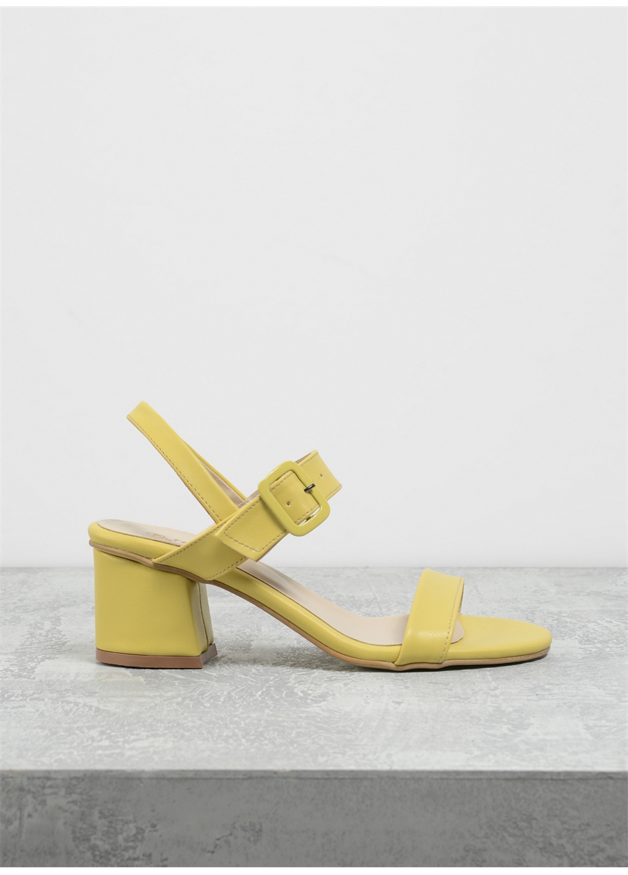 F By Fabrika Sarı Kadın Kalın Topuklu Ayakkabı KITEYN