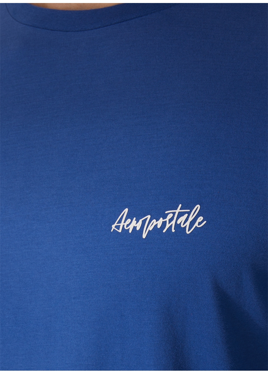 Aeropostale Bisiklet Yaka Baskılı İndigo Erkek T-Shirt E-JONY_3