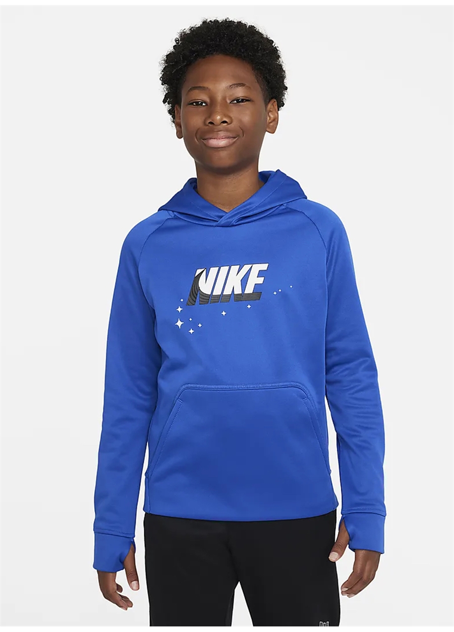 Nike Çocuk Mavi Kapüşonlu Sweatshirt DQ9037-480 B NK TF PO HOODIE GFX 1