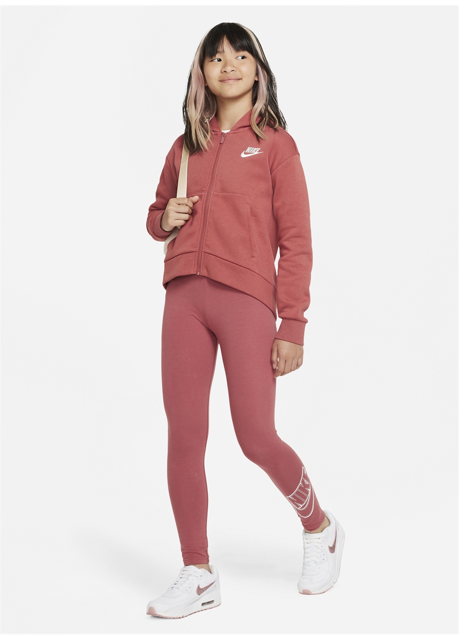 Nike Çocuk Kırmızı - Pembe Dar Paça Uzun Tayt DD6278-691 G NSW FAVORITES LGGNG GX