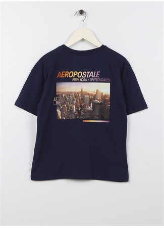 Aeropostale Lacivert Erkek Çocuk Bisiklet Yaka Oversize Baskılı T-Shirt 23SAB-45_1