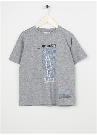 Aeropostale Baskılı Gri Melanj Erkek Çocuk T-Shirt 23SAB-07