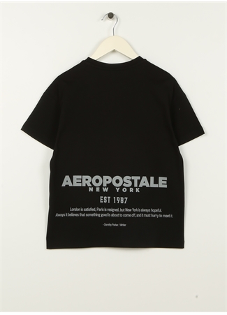 Aeropostale Siyah Erkek Çocuk Bisiklet Yaka Oversize Baskılı T-Shirt 23SAB-11_1