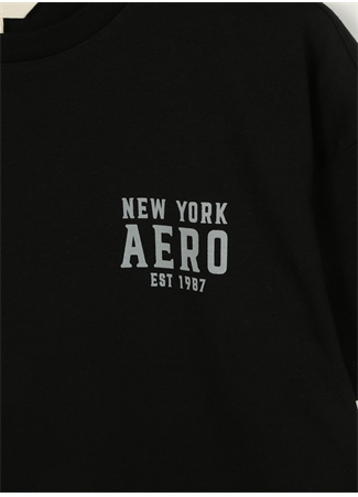 Aeropostale Siyah Erkek Çocuk Bisiklet Yaka Oversize Baskılı T-Shirt 23SAB-11_2