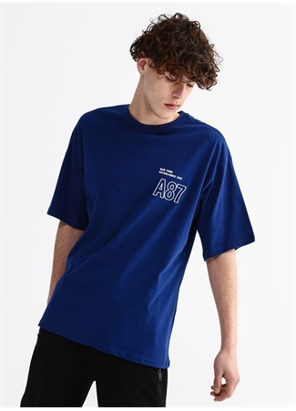 Aeropostale Bisiklet Yaka Baskılı Lacivert Erkek T-Shirt E-TURN