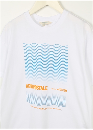 Aeropostale Ekru Erkek Çocuk Bisiklet Yaka Oversize Baskılı T-Shirt 23SAB-33_2