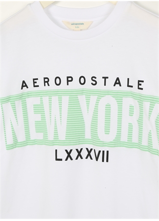 Aeropostale Ekru Erkek Çocuk Bisiklet Yaka Oversize Baskılı T-Shirt 23SAB-38_2