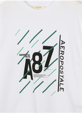 Aeropostale Ekru Erkek Çocuk Bisiklet Yaka Oversize Baskılı T-Shirt 23SAB-02_2