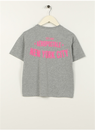 Aeropostale Baskılı Gri Melanj Kız Çocuk T-Shirt 23SAG-36_1