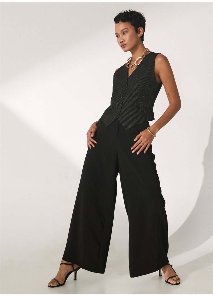 Didem Soydan X Fabrika Normal Bel Geniş Fit Siyah Kadın Pantolon D141