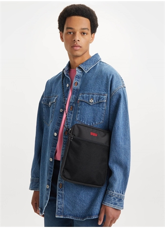 Levis Siyah Erkek Sırt Çantası Dual Strap North-South Crossbody_3