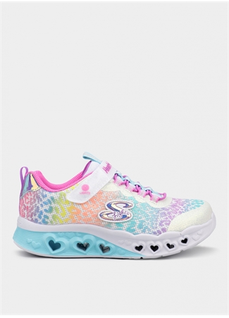 Skechers Beyaz - Çok Renkli Kız Çocuk Yürüyüş Ayakkabısı 302314L WMLT FLUTTER HEART LIGHTS-L