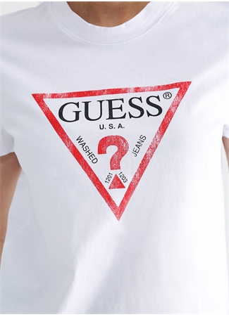 Guess Bisiklet Yaka Beyaz Kadın T-Shirt W2BI69K8FQ1G011_4