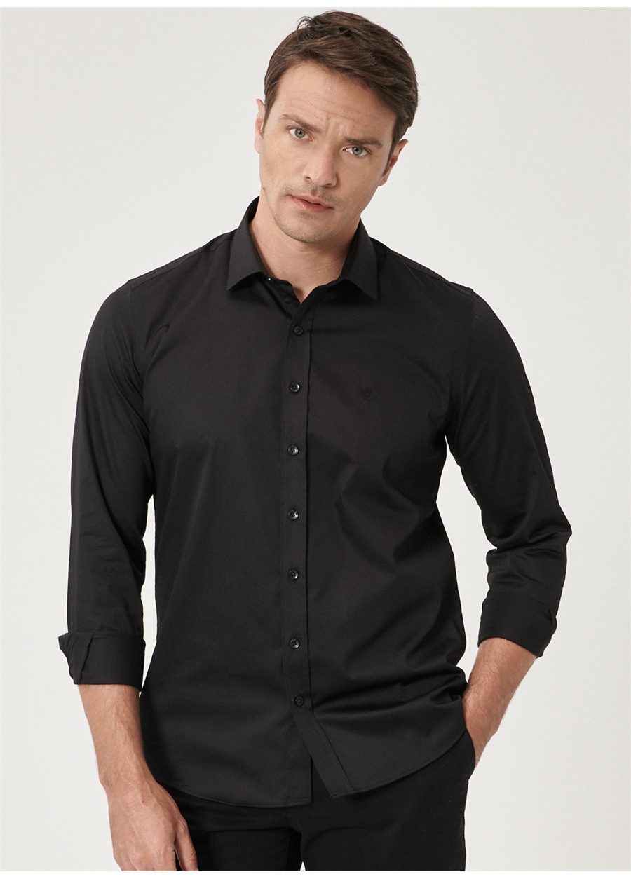 Beymen Business Klasik Gömlek Yaka Siyah Erkek Gömlek 4B2000000011