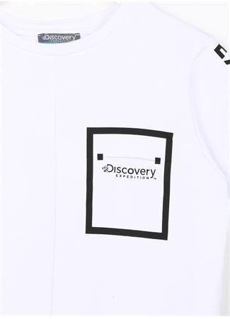 Discovery Expedition Beyaz Erkek Çocuk Bisiklet Yaka Düşük Omuzlu Baskılı T-Shirt CHINE BOY_2