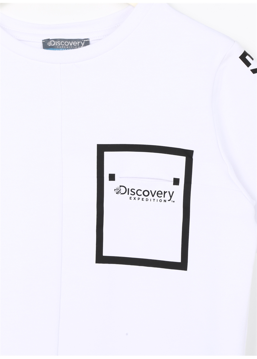 Discovery Expedition Beyaz Erkek Çocuk Bisiklet Yaka Düşük Omuzlu Baskılı T-Shirt CHINE BOY_2