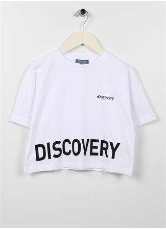 Discovery Expedition Kırık Beyaz Kız Çocuk Bisiklet Yaka Düşük Omuzlu Baskılı T-Shirt OVES GIRL_0